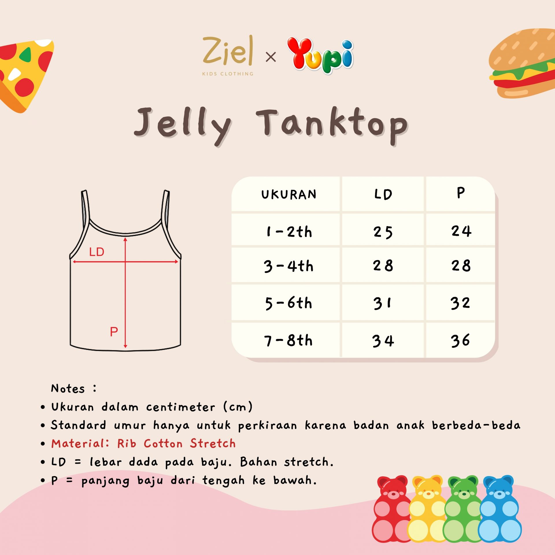 Jelly - Size chart