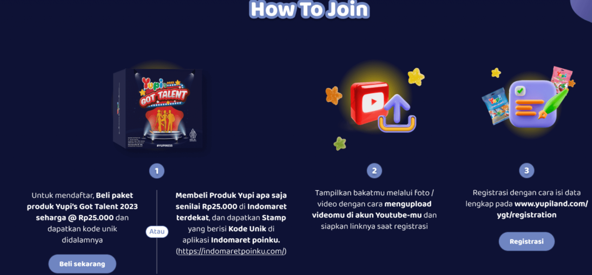 syarat dan tata cara pendaftaran yupi got talent 2023