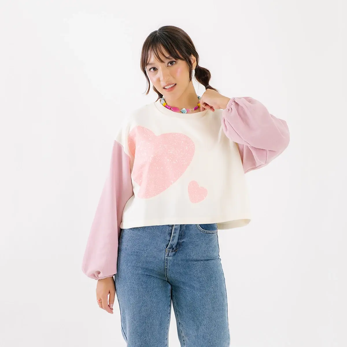 Yupi x Pakepakaii Strawberry Kiss Crop Sweatshirt